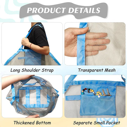 Bolsa Organizadora de Praia em Tela – Sacola Grande para Brinquedos, Areia e Acessórios