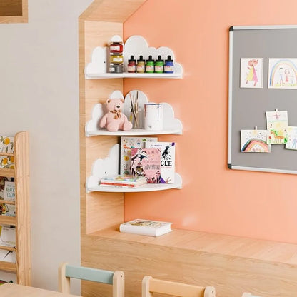 Kit com 3 Prateleiras de Parede em Formato de Nuvem – Organizadores Decorativos