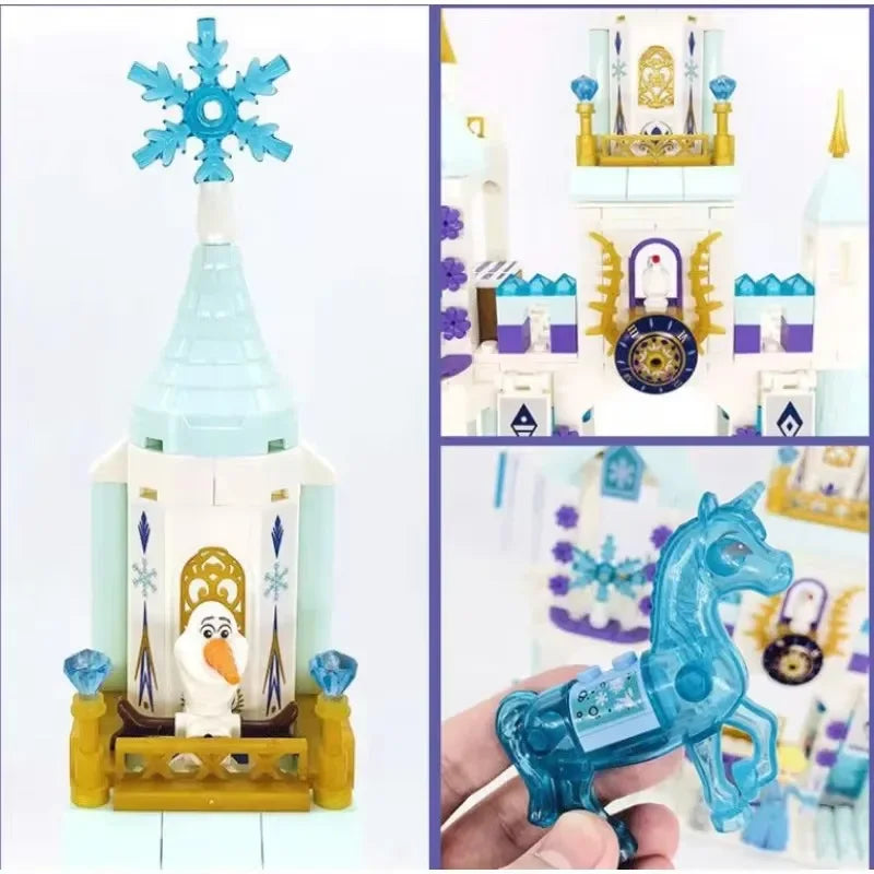 Kit Blocos de Montar Castelo de Gelo da Princesa – Inspirado em Frozen | Brinquedo Educativo DIY