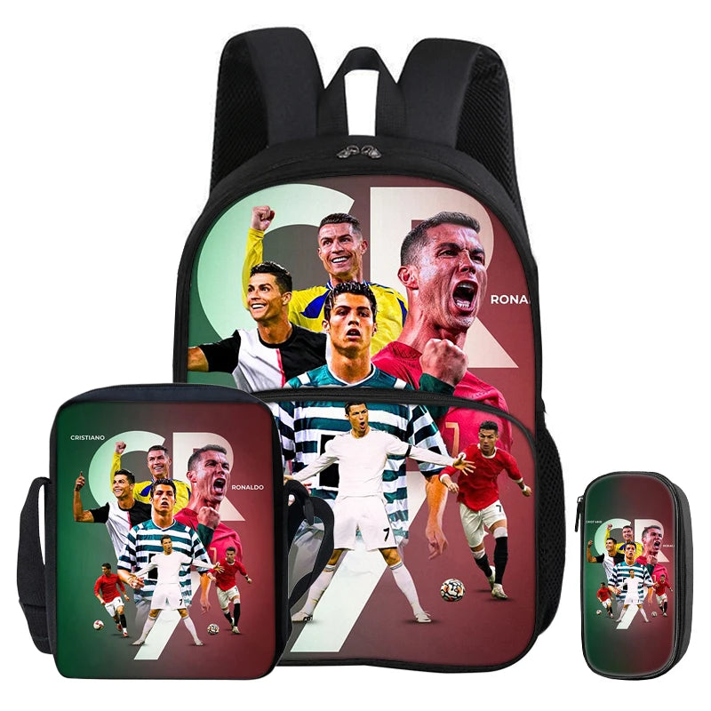 Kit 3 Mochilas e Estojo de Futebol Ronaldo