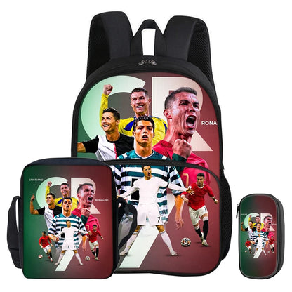 Kit 3 Mochilas e Estojo de Futebol Ronaldo