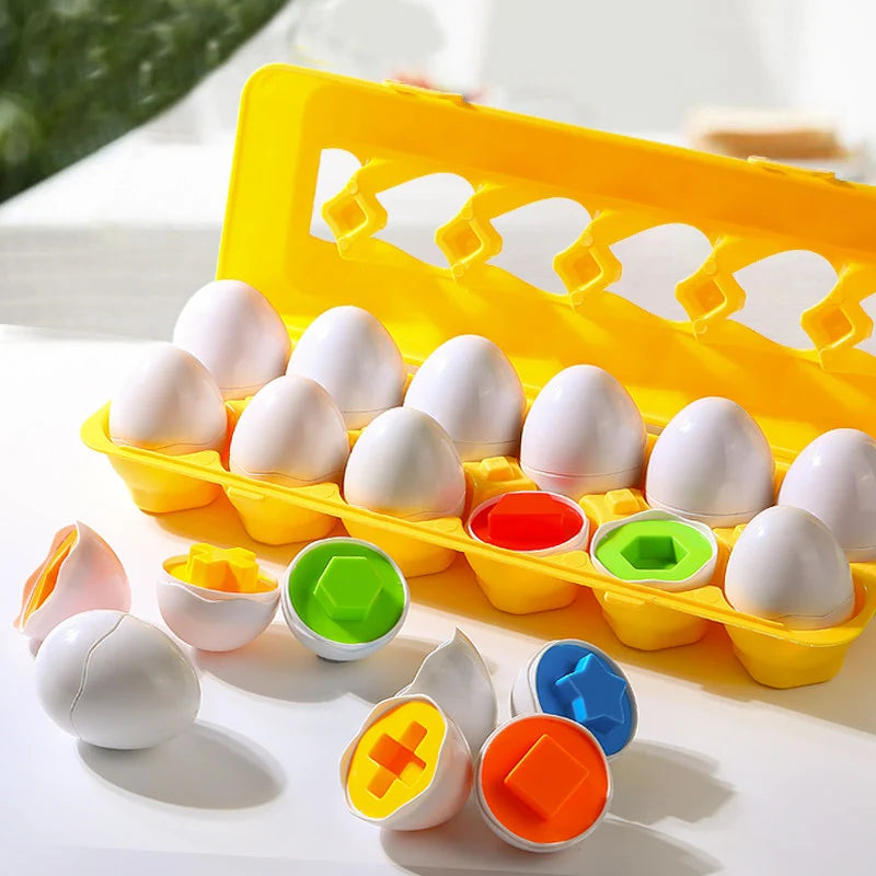Jogo Montessori Ovos Educativos – Quebra-Cabeça de Encaixe para Desenvolvimento Infantil