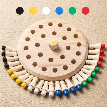 Jogo da Memória em Madeira Montessori – Tabuleiro de Cores e Coordenação Infantil