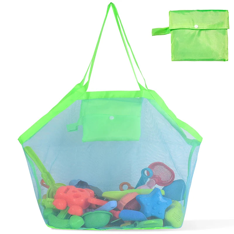 Bolsa Organizadora de Praia em Tela – Sacola Grande para Brinquedos, Areia e Acessórios