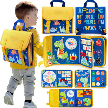 Mochila Montessori Dinossauro – Painel Sensorial Educativo para Crianças |