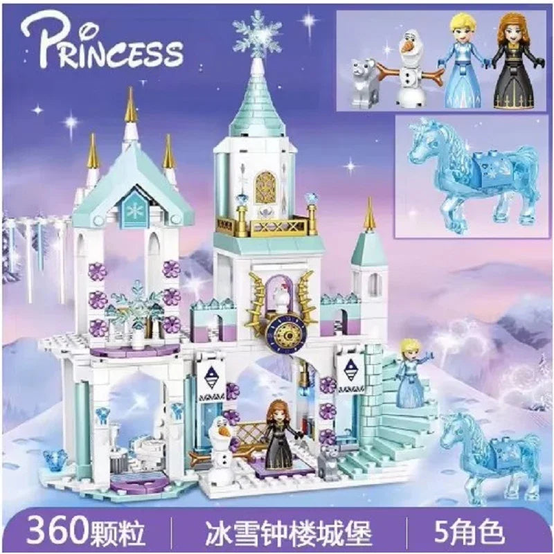 Kit Blocos de Montar Castelo de Gelo da Princesa – Inspirado em Frozen | Brinquedo Educativo DIY