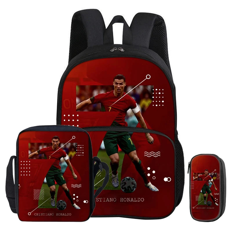 Kit 3 Mochilas e Estojo de Futebol Ronaldo