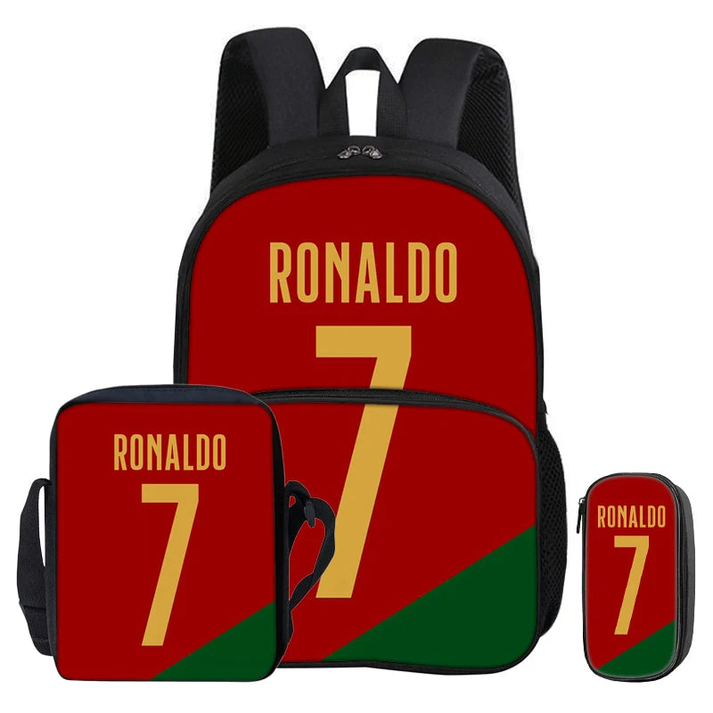 Kit 3 Mochilas e Estojo de Futebol Ronaldo