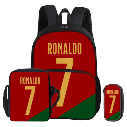 Kit 3 Mochilas e Estojo de Futebol Ronaldo