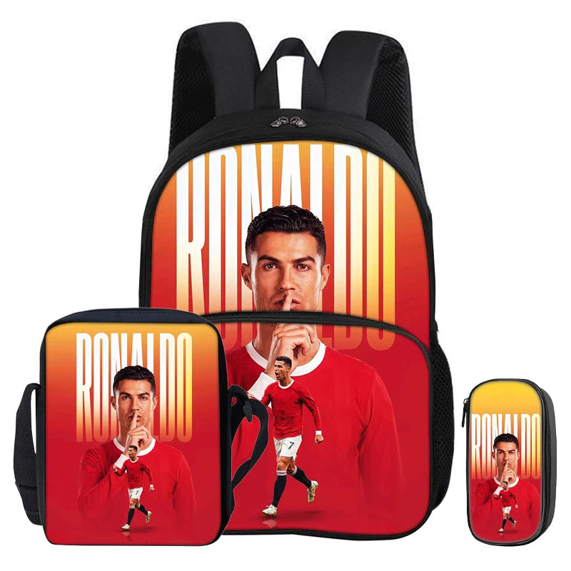 Kit 3 Mochilas e Estojo de Futebol Ronaldo