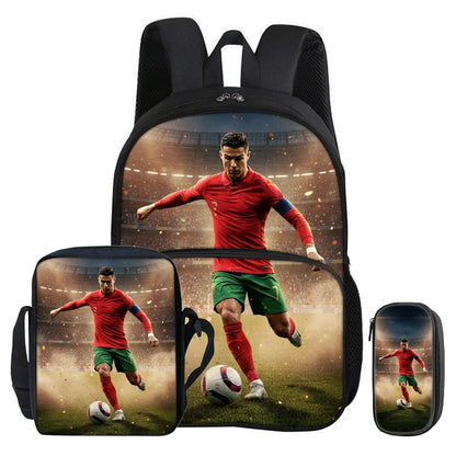 Kit 3 Mochilas e Estojo de Futebol Ronaldo