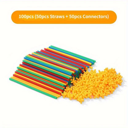 Kit de Construção com Canudos de Encaixe