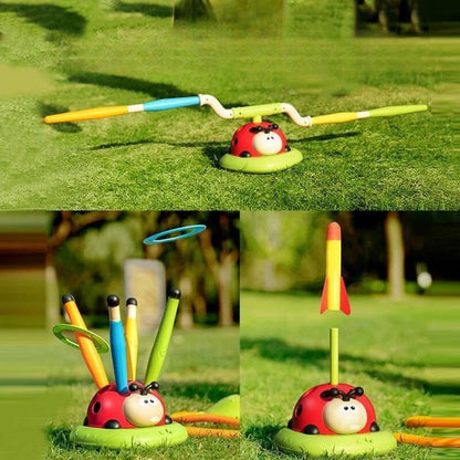 Joaninha Multifuncional – Brinquedo de Pular e Lançador de Foguetes