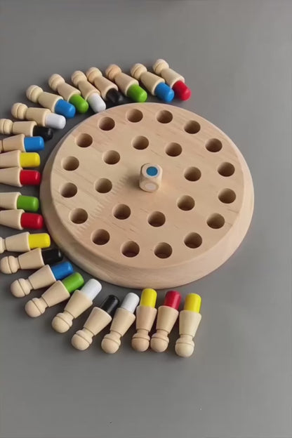 Jogo da Memória em Madeira Montessori – Tabuleiro de Cores e Coordenação Infantil