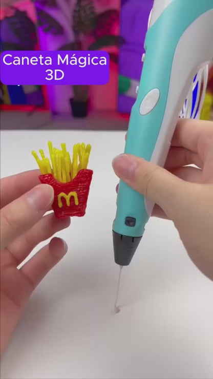 Caneta 3D Infantil com Tela LCD – Kit de Desenho 3D com Filamentos PLA e Maleta