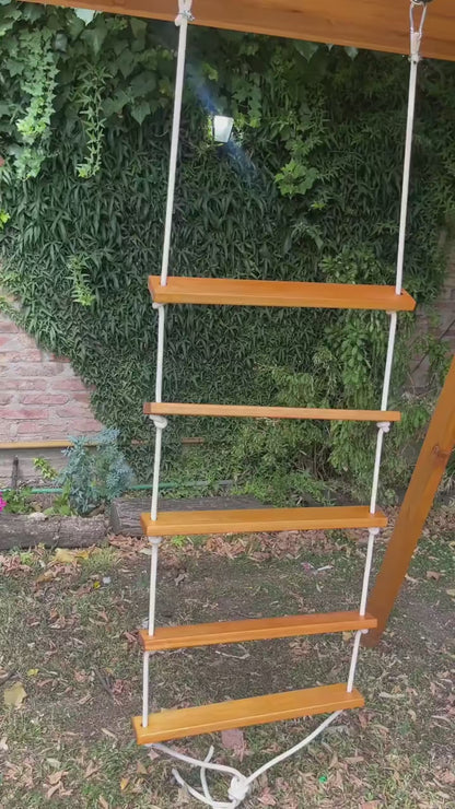 Escada de Corda Infantil com Degraus de Madeira – Balanço e Escalada para Playground